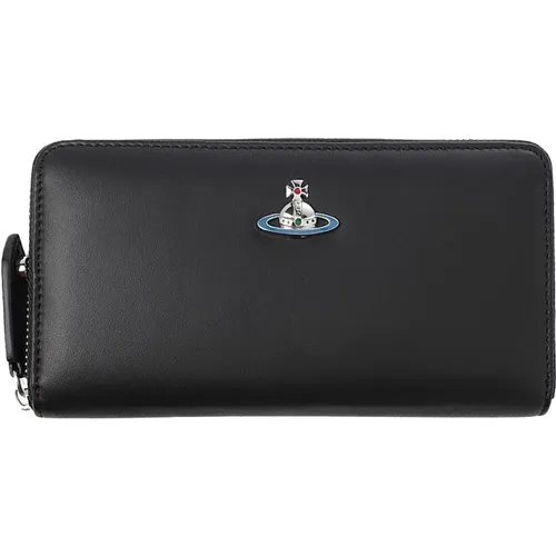 Leather Wallet with Metal Orb , unisex, Sizes: ONE SIZE - Vivienne Westwood - Modalova