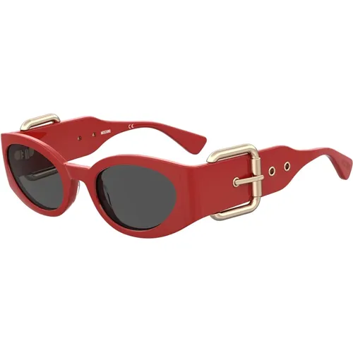 Dark Grey Sunglasses , female, Sizes: 53 MM - Moschino - Modalova