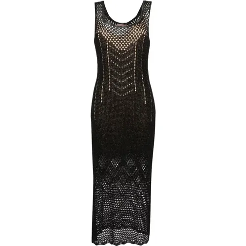 Metallic Lurex Dress with Sheer Details , female, Sizes: M - Twinset - Modalova