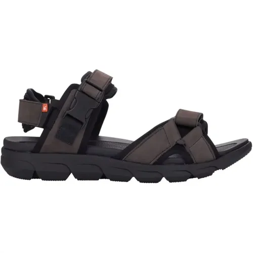 Graue Casual Offene Flache Sandalen , Herren, Größe: 41 EU - Rieker - Modalova