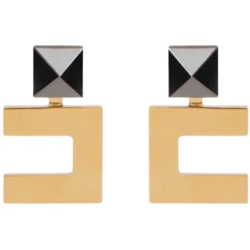 Goldene Metall-Stud-Ohrringe mit Kontrast-Emaille , Damen, Größe: ONE Size - Elisabetta Franchi - Modalova