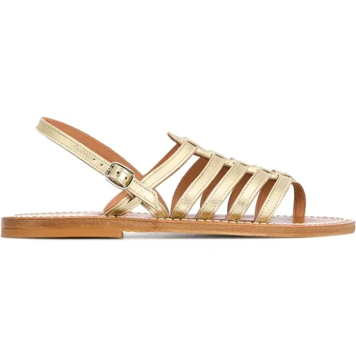 Golden Sandals with Leather Strap , female, Sizes: 6 UK, 5 UK, 3 UK, 4 UK - K.jacques - Modalova