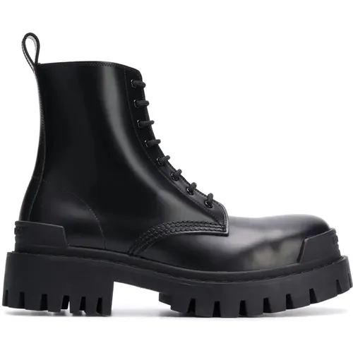 Schwarze Strike Bootie , Damen, Größe: 36 1/2 EU - Balenciaga - Modalova