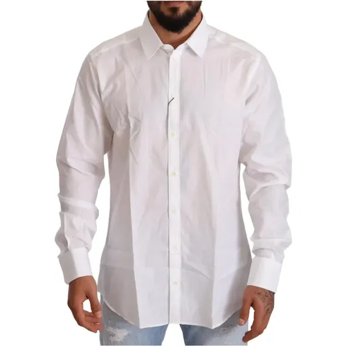Cotton Slim Fit Martini Shirt , male, Sizes: 4XL - Dolce & Gabbana - Modalova