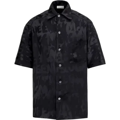 McQueen Graffiti Jacquard Hawaiian Shirt , male, Sizes: XL - alexander mcqueen - Modalova