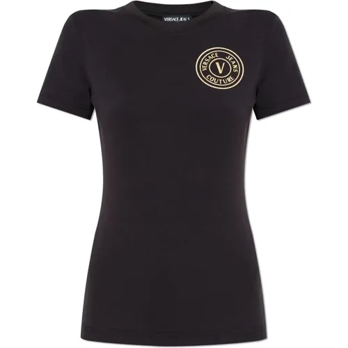 T-Shirt mit Logo , Damen, Größe: M - Versace Jeans Couture - Modalova