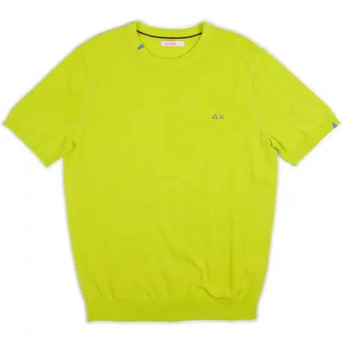 Limettengrünes Fluoreszierendes T-Shirt Herren , Herren, Größe: 2XL - Sun68 - Modalova