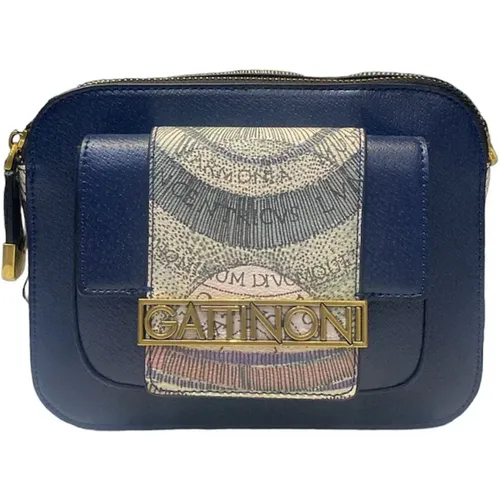 Blue Shoulder Bag with Planetarium Print , female, Sizes: ONE SIZE - Gattinoni - Modalova