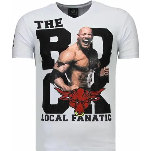 The Rock Rhinestone - Herren T-Shirt - 5763W - Local Fanatic - Modalova