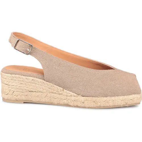 Canvas Keil Espadrilles mit Offener Zehe , Damen, Größe: 41 EU - Castañer - Modalova