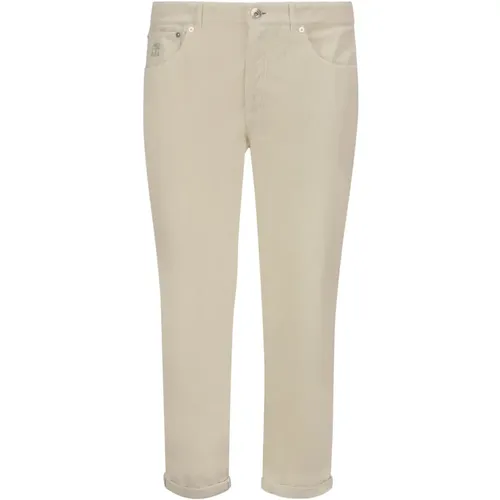 Slim-Fit Cotton Velvet Pants , male, Sizes: S - BRUNELLO CUCINELLI - Modalova