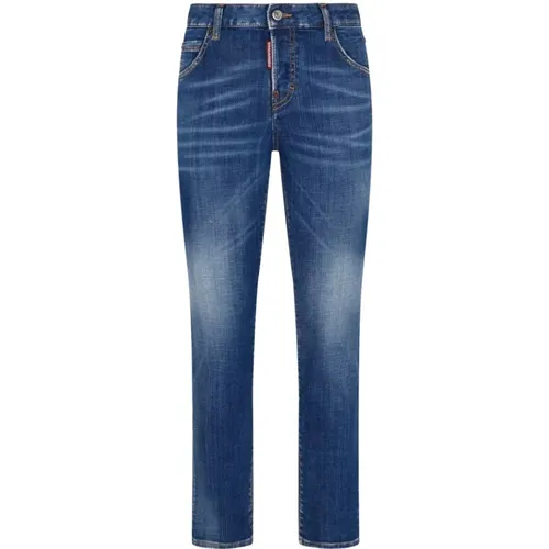 Blaue Stretch-Baumwoll-Denim-Jeans mit Whiskering-Effekt,Blaue Stretch-Denim-Jeans - Dsquared2 - Modalova
