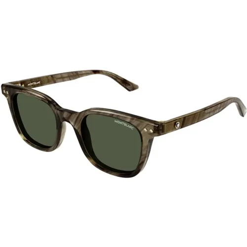 Brauner Rahmen Grüne Linse Sonnenbrille - Montblanc - Modalova