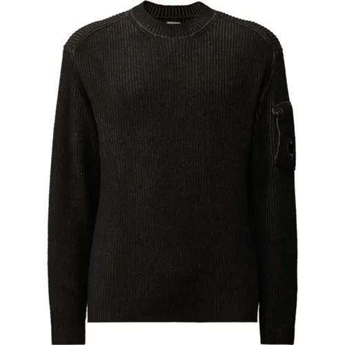 Ribbed Crewneck Sweater with Lens Pocket , male, Sizes: XL, M, L - C.P. Company - Modalova