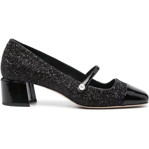 Glittered Leather Pumps Square Tip , female, Sizes: 5 1/2 UK, 3 UK, 5 UK, 2 1/2 UK, 6 UK, 7 UK, 6 1/2 UK, 4 1/2 UK, 4 UK, 3 1/2 UK - Jimmy Choo - Modalova