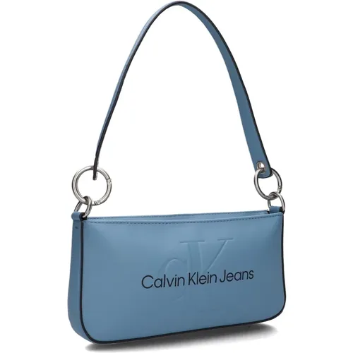 Sculpted Shoulder Pouch Blau Lederlook , Damen, Größe: ONE Size - Calvin Klein - Modalova