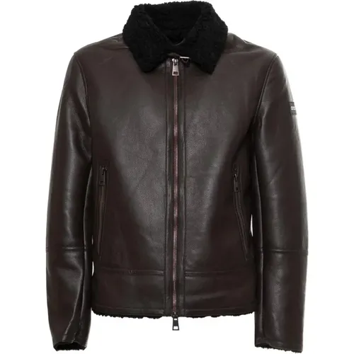 Studded Leather Jacket with Logo and Zip Closure , male, Sizes: 2XL, L, M, XL, S - Alessandro Dell'Acqua - Modalova