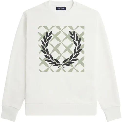 Graphic Cross Stitch Sweatshirt , male, Sizes: L, 2XL - Fred Perry - Modalova