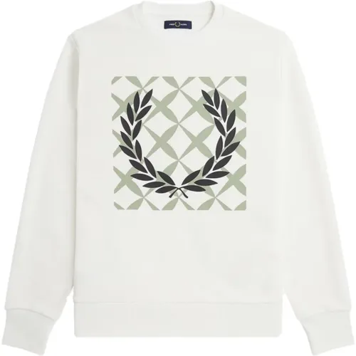 Graphic Cross Stitch Sweatshirt , male, Sizes: L, 2XL, XL - Fred Perry - Modalova
