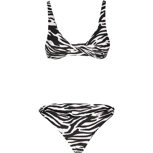 Zebra Print Lycra Bikini The Attico - The Attico - Modalova