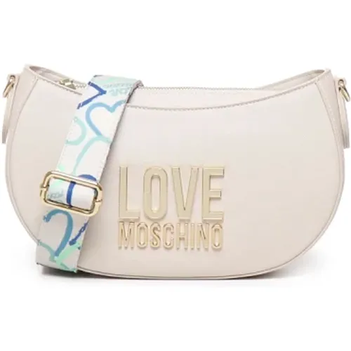 Weiße Umhängetasche mit Logo-Plakette - Love Moschino - Modalova
