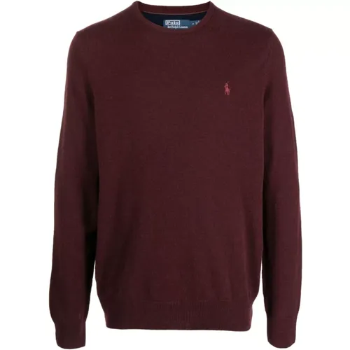 Bordeaux Wool Sweater with Polo Pony , male, Sizes: XL, S, L, M - Ralph Lauren - Modalova