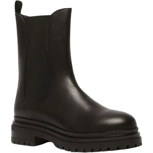 Schwarze Chelsea Stil Lederstiefel - Max Mara Weekend - Modalova