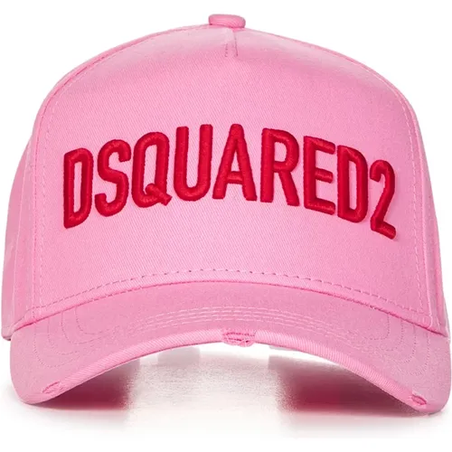 Destroyed Curved Visor Hat , female, Sizes: ONE SIZE - Dsquared2 - Modalova