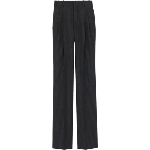 Straight Leg Wool Trousers , female, Sizes: M, L - Saint Laurent - Modalova