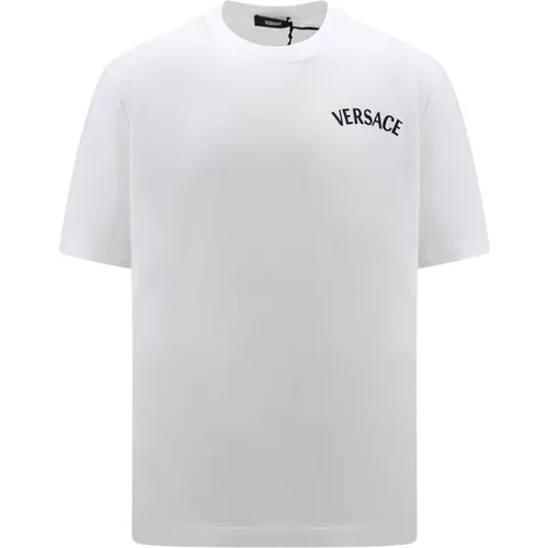Logo Besticktes Baumwoll T-Shirt , Herren, Größe: 2XL - Versace - Modalova