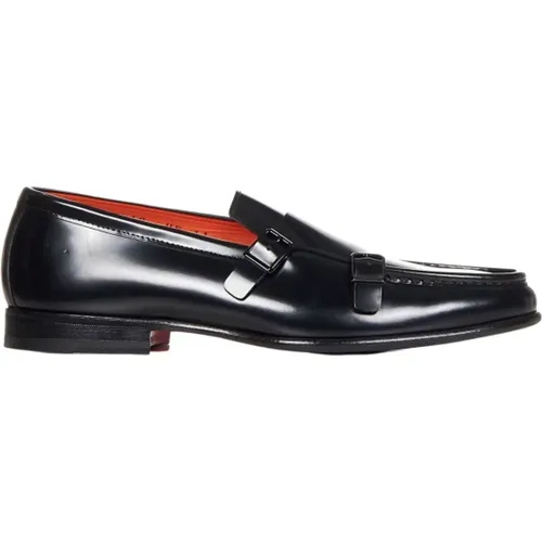 Polished Leather Loafers for Men , male, Sizes: 7 UK - Santoni - Modalova
