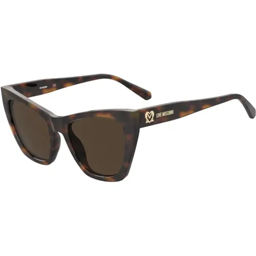 Braune Tortoise Cateye Sonnenbrille,Stilvolle Cateye Sonnenbrille Braun Schildpatt - Love Moschino - Modalova