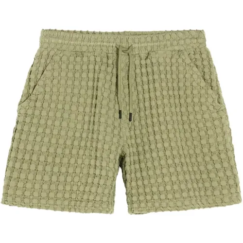 Grüne Waffel Shorts , Herren, Größe: L - OAS - Modalova