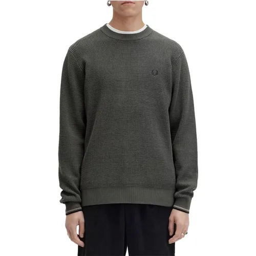 Grüner Waffle Stitch Pullover , Herren, Größe: XL - Fred Perry - Modalova