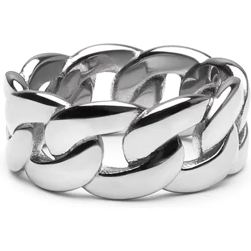 Silver Chain Ring Stainless Steel , male, Sizes: 58 MM, 60 MM, 62 MM, 64 MM, 56 MM - Nialaya - Modalova