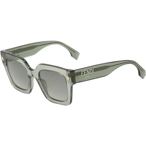 Graue Transparente Quadratische Sonnenbrille , Damen, Größe: 50 MM - Fendi - Modalova