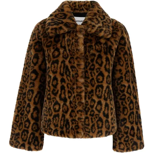 Leopard Kurzmantel in Braun , Damen, Größe: S - Apparis - Modalova