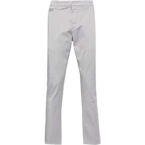 Heather Grey Twill Trousers , male, Sizes: W32 - Dondup - Modalova