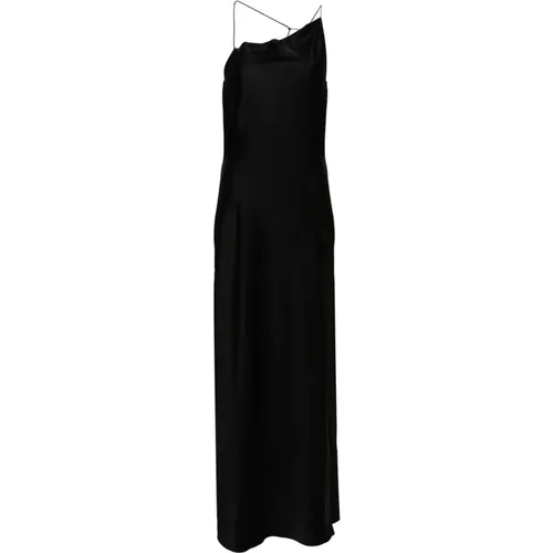 Maxi Dresses,Schwarzes Satin langes Kleid mit Trägern - Calvin Klein - Modalova