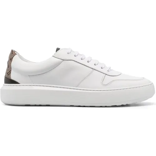 Monogramm Muster Weiße Ledersneakers - Herno - Modalova