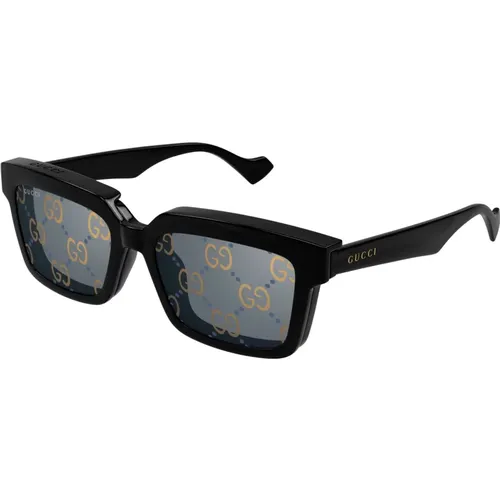 Schwarze/Transparente Sonnenbrille , Herren, Größe: 54 MM - Gucci - Modalova
