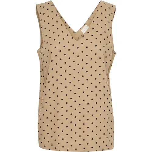 Top mit Polka Dots , Damen, Größe: 2XL - Kaffe - Modalova