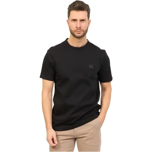 Schwarzes T-Shirt mit lockerer Passform und Logo-Patch - Hugo Boss - Modalova