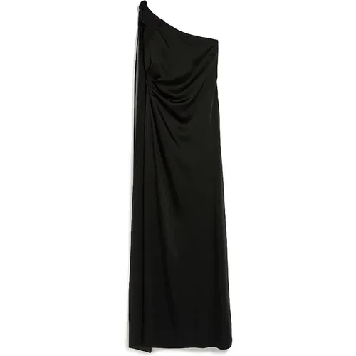 Langes Ein-Schulter-Kleid aus Schwarzem Satin , Damen, Größe: S - Max Mara - Modalova