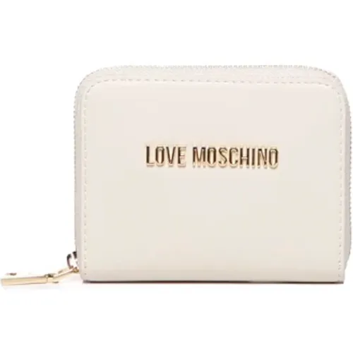 Weiße Geldbörse mit Logo und Reißverschluss , Damen, Größe: ONE Size - Love Moschino - Modalova