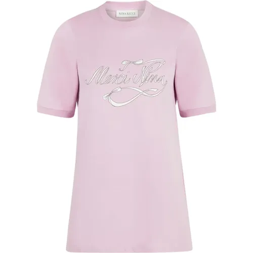 Merci Nina T-Shirt - Light Lille , female, Sizes: S, XS, M - Nina Ricci - Modalova