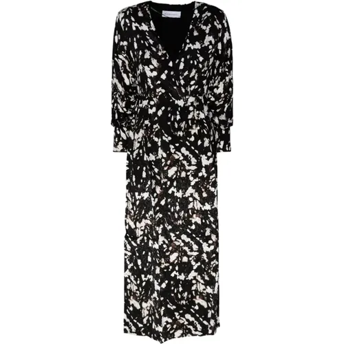 Graphic Print Midi Wrap Dress , female, Sizes: XS, M - Selected Femme - Modalova