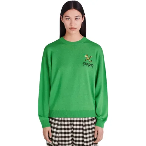 Grüner Wollpullover Tiger Tail K , Damen, Größe: S - Kenzo - Modalova