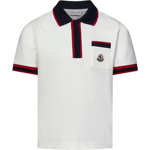 Jungen Weißes Polo Shirt Gestreiftes Logo - Moncler - Modalova