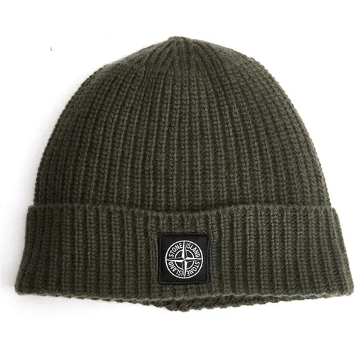 Moss Geelong Wool Cap , male, Sizes: ONE SIZE - Stone Island - Modalova